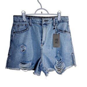Light Blue Distressed Denim Shorts